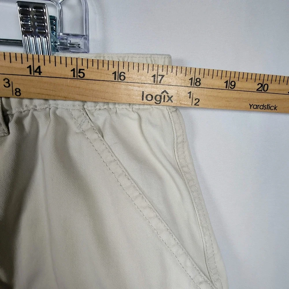 Croft & Barrow Mens 34 Cargo Shorts Beige Cotton Elastic Waist Utility Hiking